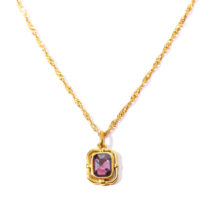 Collana Olivenorma Water Wave Chain Square Zircone Titanio Acciaio