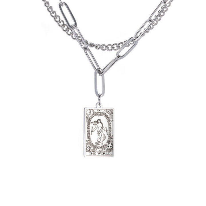 Collana a doppia catena con carta dei tarocchi Olivenorma