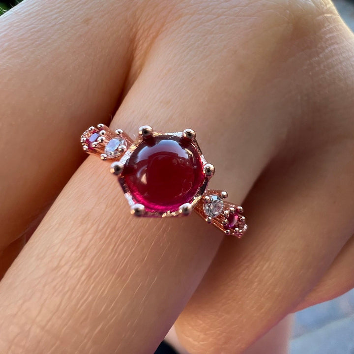 Anello di fidanzamento in argento 925 con granato Olivenorma