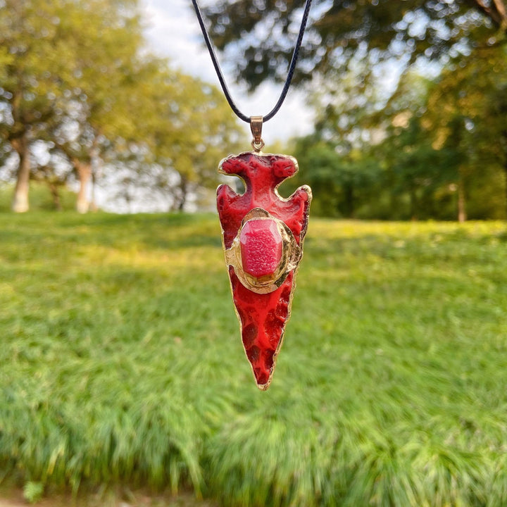 Collana con scudo freccia ancora in cristallo naturale Olivenorma