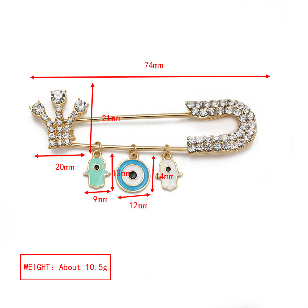 Spilla a forma di cuore con occhio maligno in zircone bianco Olivenorma 