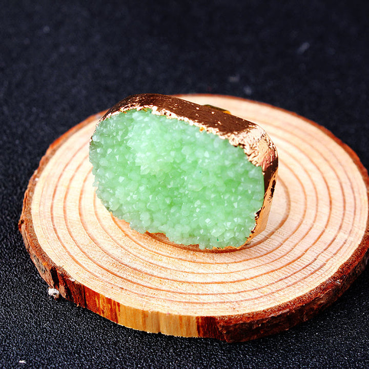 Olivenorma Anello aperto riempito d'oro con cluster naturale irregolare