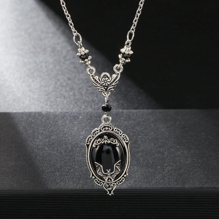 Collana in argento e ossidiana pipistrello Olivenorma
