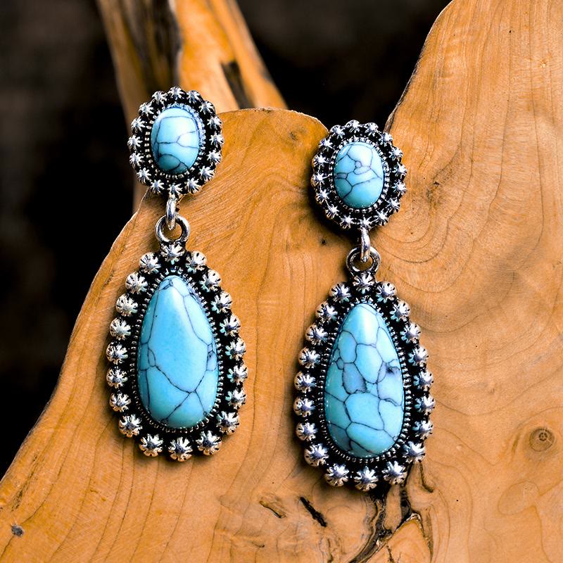 Orecchini Olivenorma Teardrop Turchese Argento