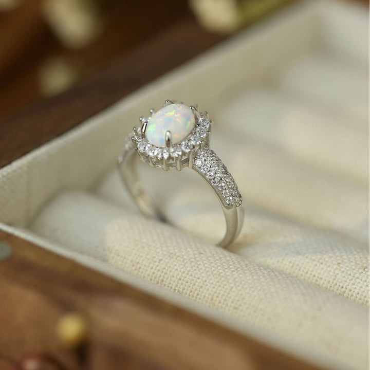 Anello Olivenorma Opal White Zircon Flower
