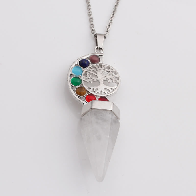 Collana con ciondolo albero della vita chakra cristallo esacone Olivenorma 