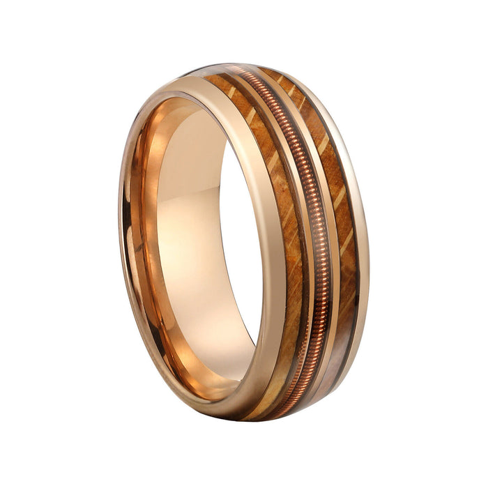 Olivenorma Gold Tungsten Carburo Corda per chitarra Whiskey Barrel Anello in legno