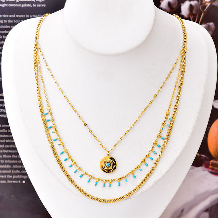 Olivenorma Set di collane triple in turchese naturale 18K 