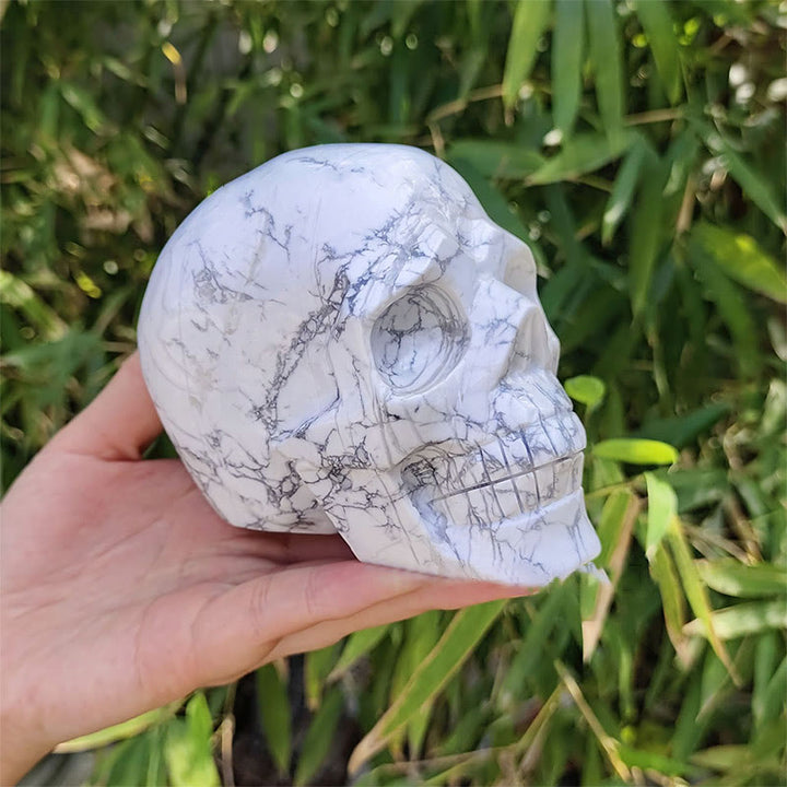 Olivenorma 10cm Decorazione in pietra preziosa turchese bianco naturale Teschio di cristallo - image 1