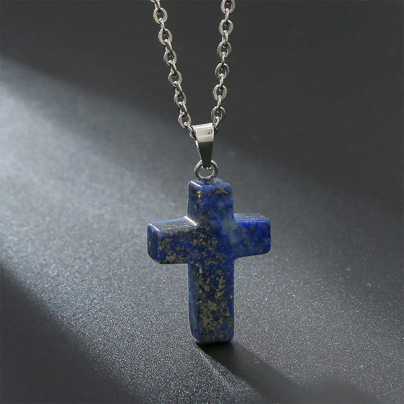 Collana con croce in pietra naturale Olivenorma 