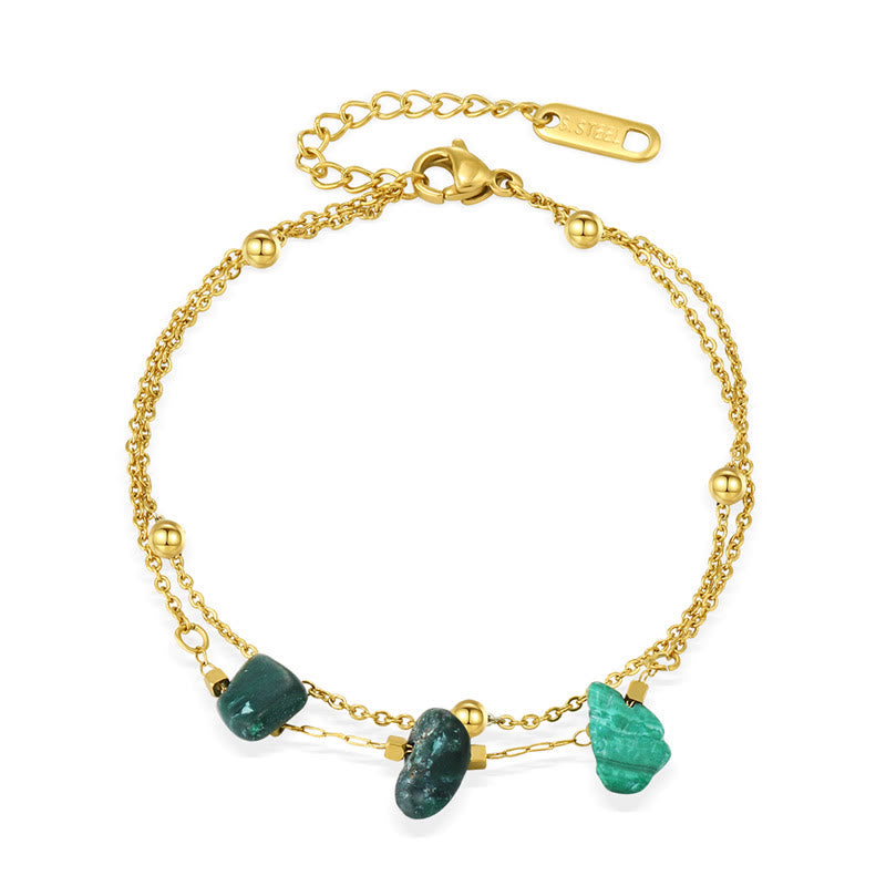Set di bracciale impilabile Olivenorma Natural Stone in acciaio al titanio 