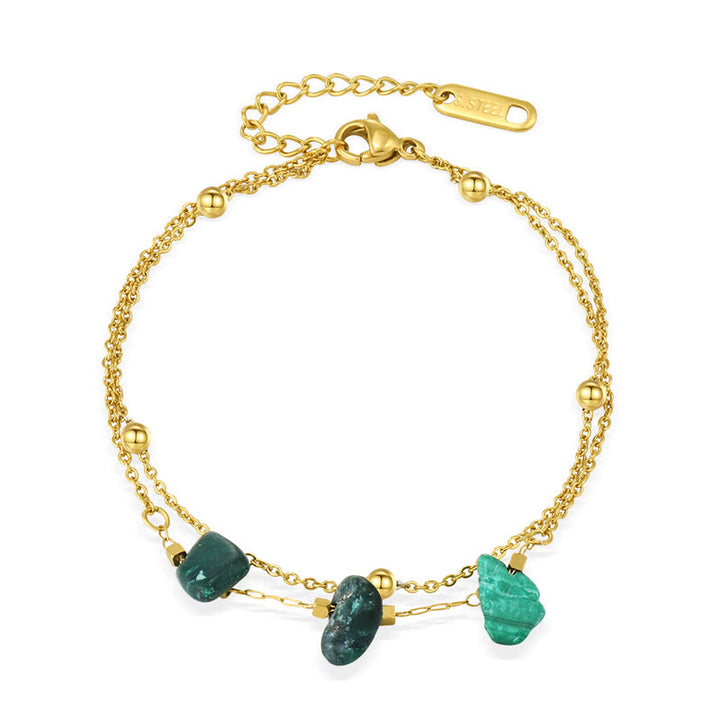 Set di bracciale impilabile Olivenorma Natural Stone in acciaio al titanio 