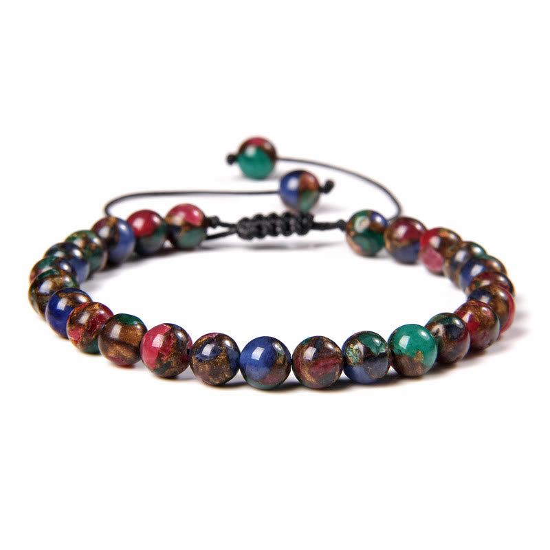 Bracciale intrecciato con perline di pietra naturale Olivenorma da 6 mm 