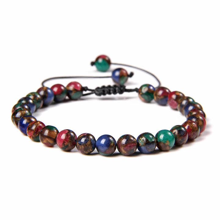 Bracciale intrecciato con perline di pietra naturale Olivenorma da 6 mm 