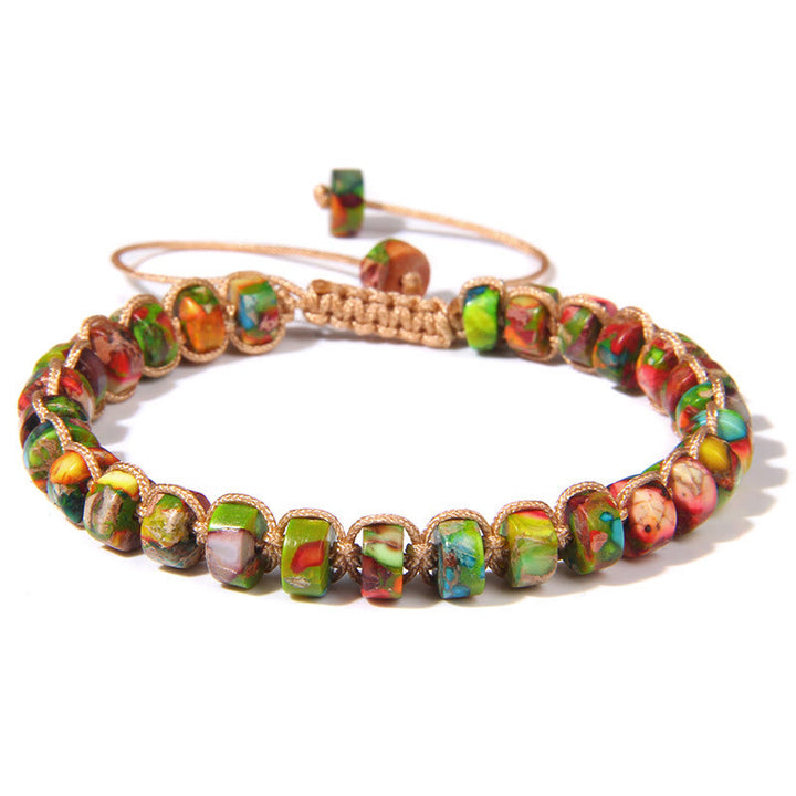 Bracciale intrecciato con perline di pietra naturale Olivenorma 