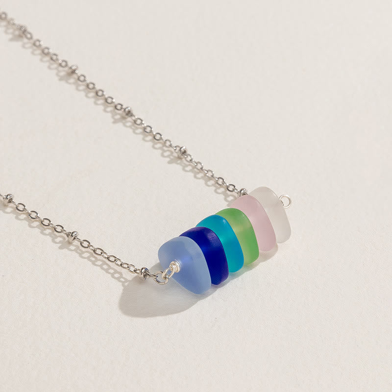 Collana con design geometrico in vetro di mare colorato Olivenorma 