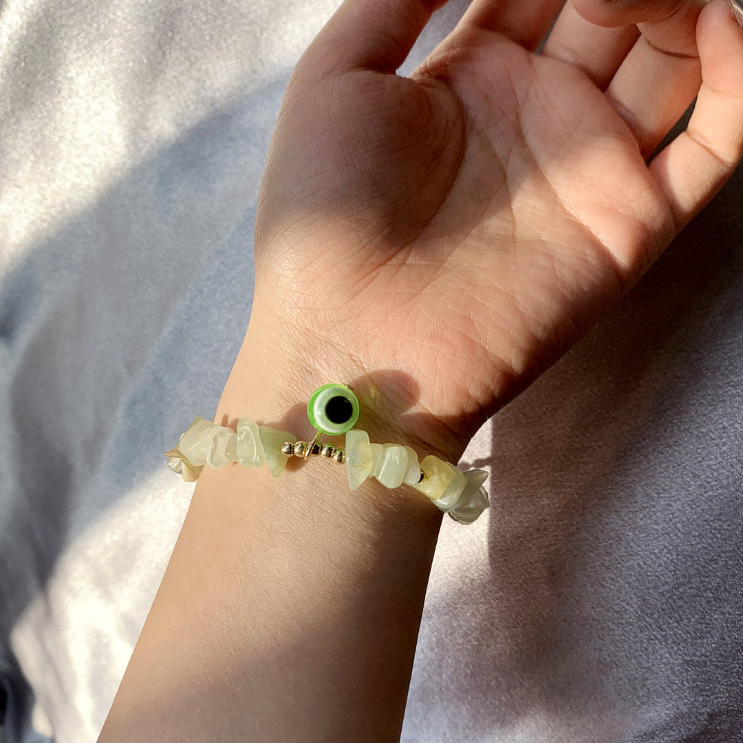 Braccialetto con ciondolo in ghiaia di cristallo naturale Olivenorma contro il malocchio 