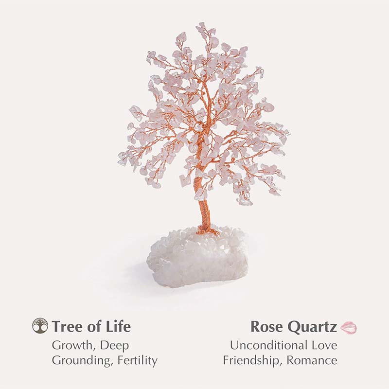 Olivenorma You Are Loved - Albero Feng Shui in pietra di quarzo rosa 