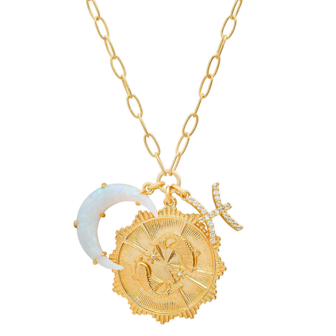 Collana con rune dello zodiaco e opale lunare Olivenorma