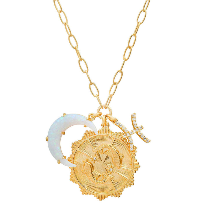 Collana con rune dello zodiaco e opale lunare Olivenorma