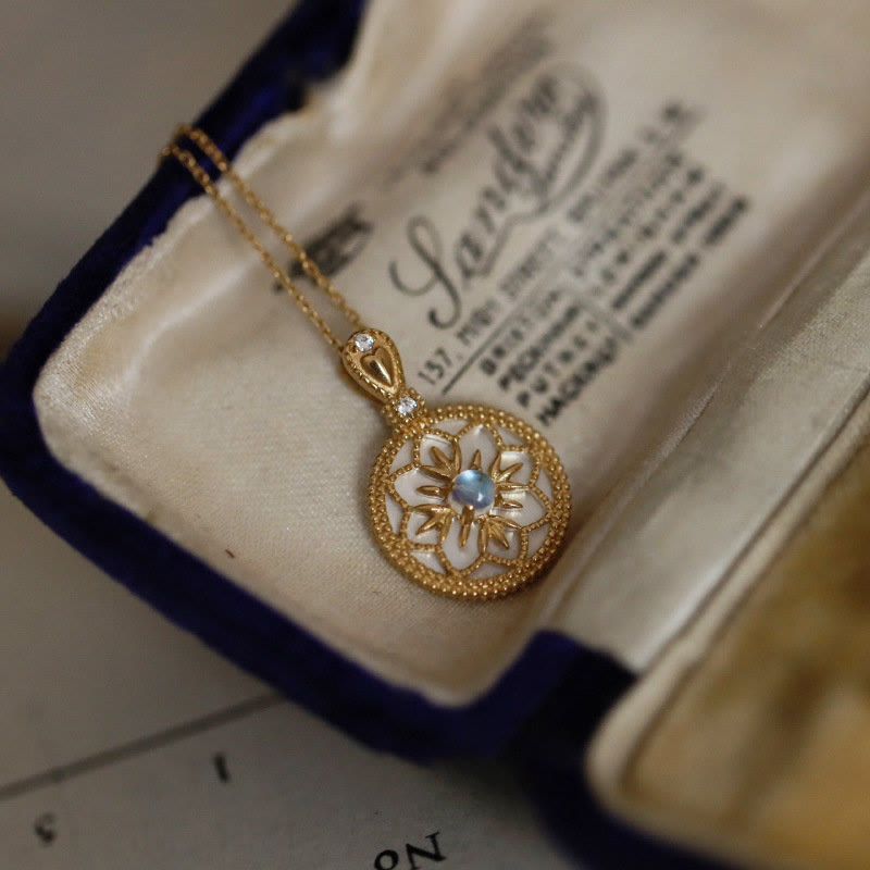 Collana con ciondolo floreale in pietra di luna naturale Olivenorma - image 3