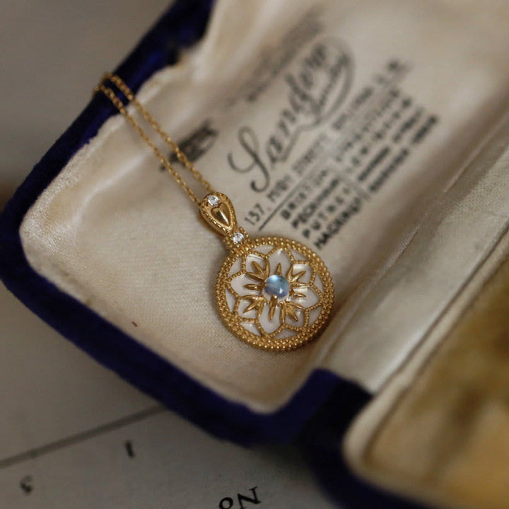 Collana con ciondolo floreale in pietra di luna naturale Olivenorma - image 3