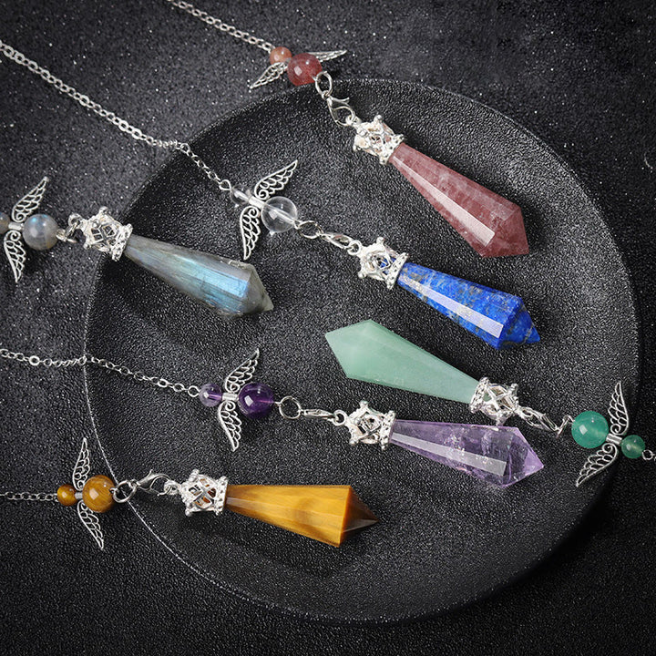 Pendolo con ali d'angelo in cristallo di labradorite Olivenorma