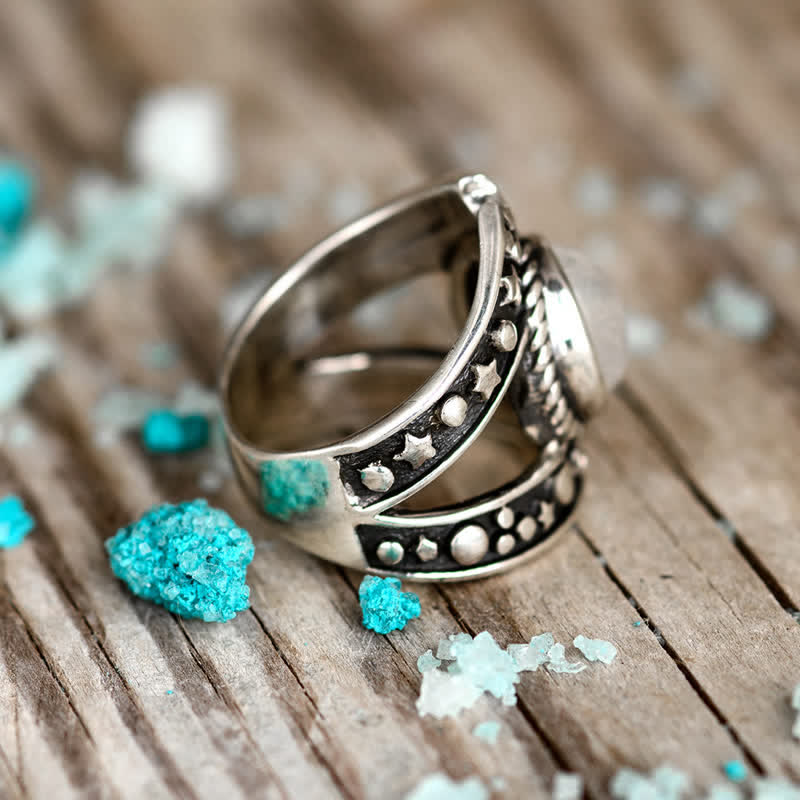 Anello Olivenorma Bohemia Retro Moonstone Moon Star