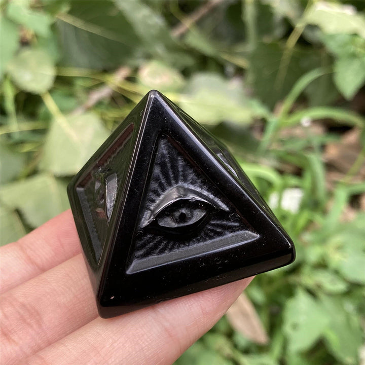 Decorazione in pietra preziosa della piramide di orgone di ossidiana Olivenorma 
