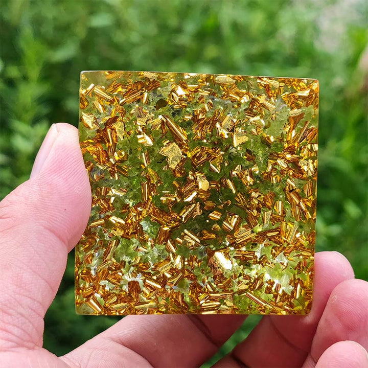 Olivenorma Ametista con Peridoto Leone Zodiaco Orgone Piramide