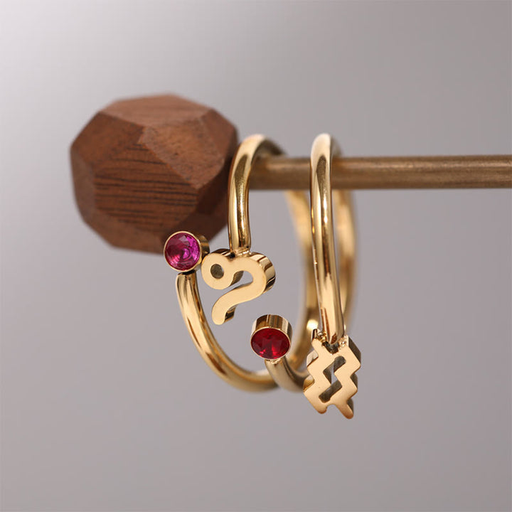 Anello con pietra portafortuna dello zodiaco Olivenorma