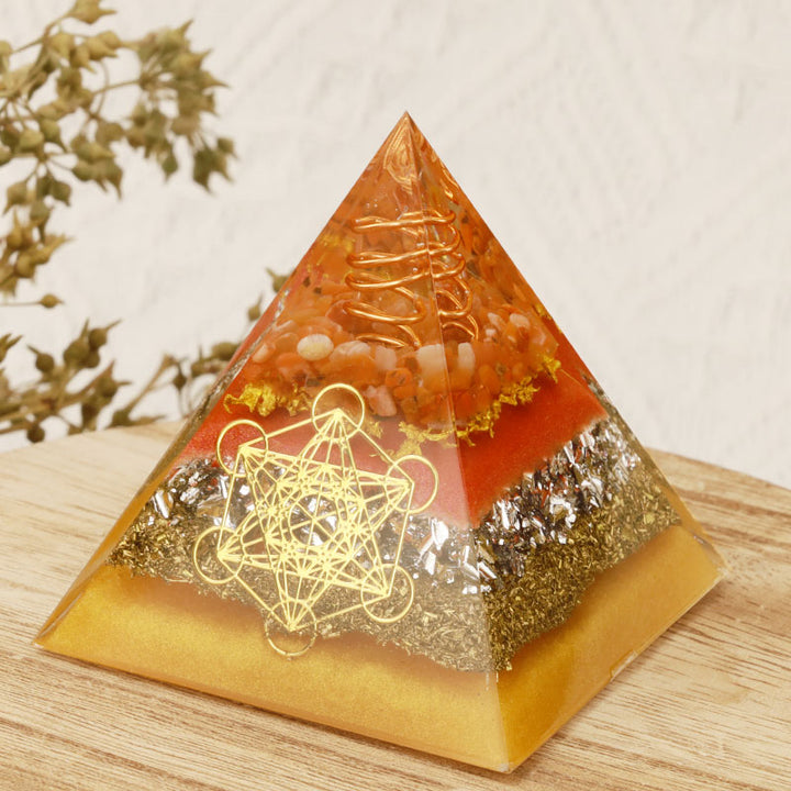 Pietra solare Olivenorma Cubo di Metatron Piramide di Orgone