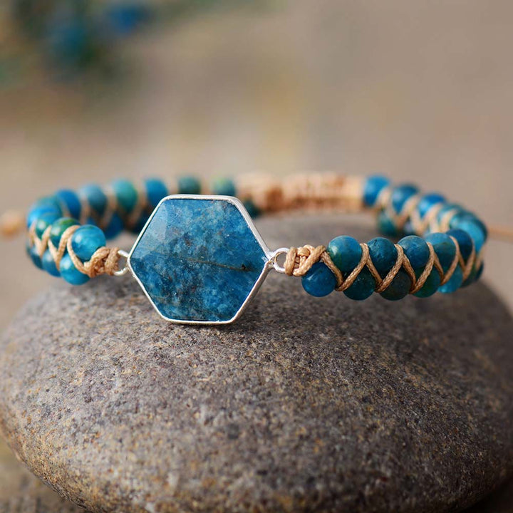 Bracciale avvolgente Olivenorma Hexagon Acquamarina Rodocrosite