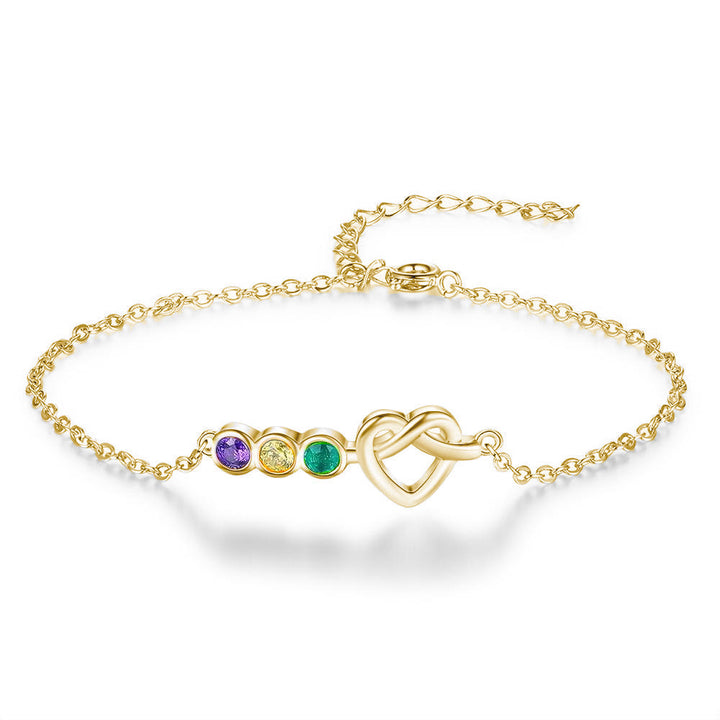 Braccialetto personalizzato Olivenorma Heart 2-5 pietre portafortuna