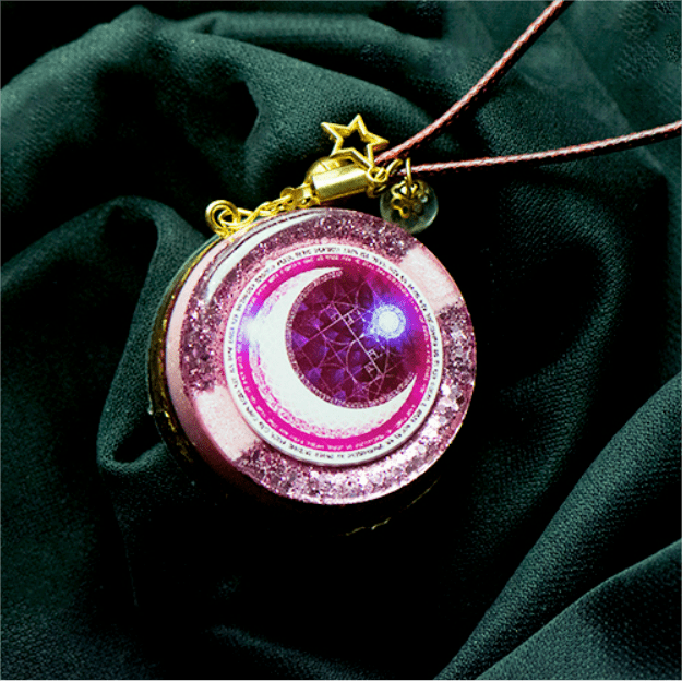 Olivenorma Moonlight Streamer Moon Phase Collana con ciondolo rosa in orgone