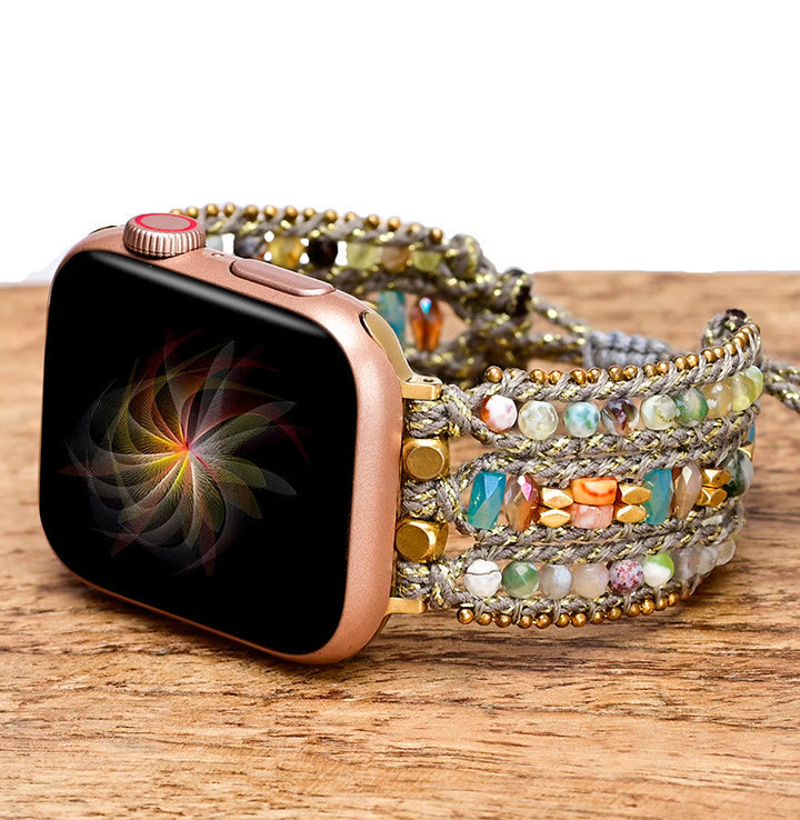 Cinturino avvolgente per Apple Watch Olivenorma in agata bianca ematite 