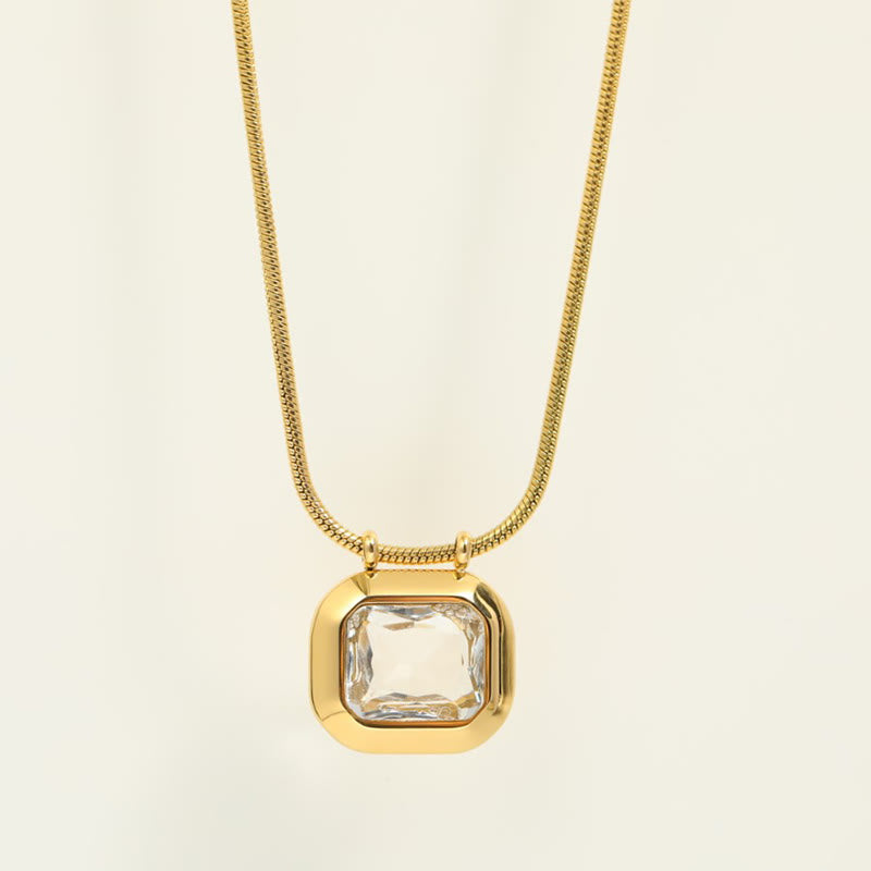 Collana in acciaio inossidabile con cristallo bianco scorrevole Olivenorma 