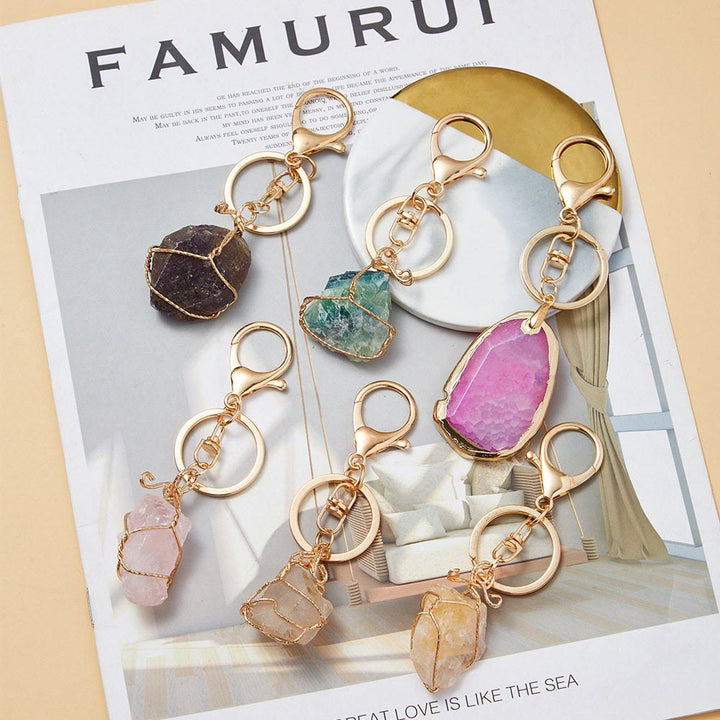 Olivenorma Portachiavi con ciondolo in pietra preziosa in cristallo grezzo - image 0