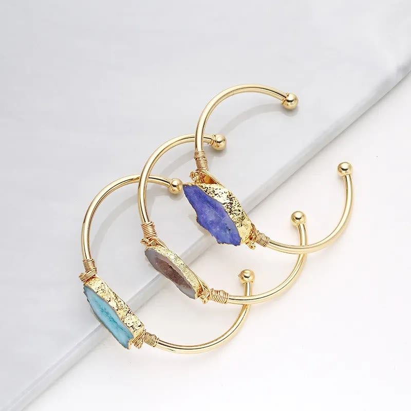 Braccialetto fatto a mano con avvolgimento a grappolo irregolare di agata naturale Olivenorma 