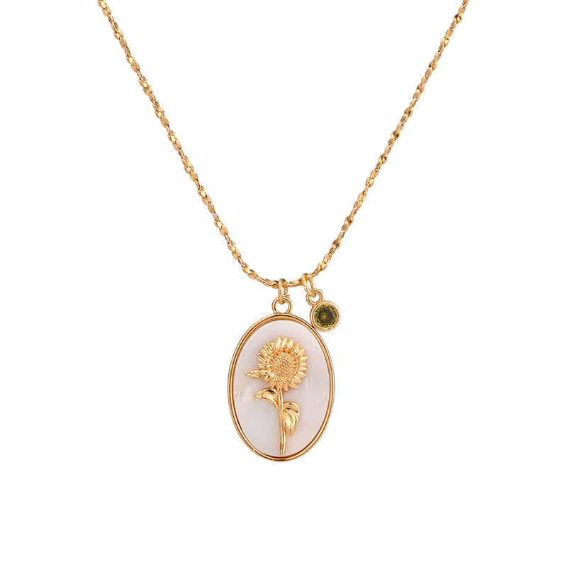 Collana con pietra portafortuna Olivenorma e fiore portafortuna