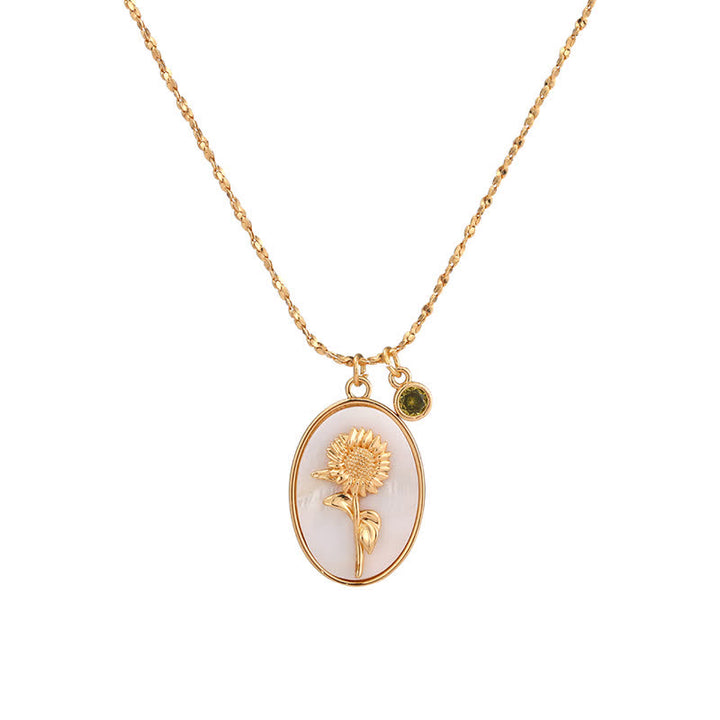 Collana con pietra portafortuna Olivenorma e fiore portafortuna