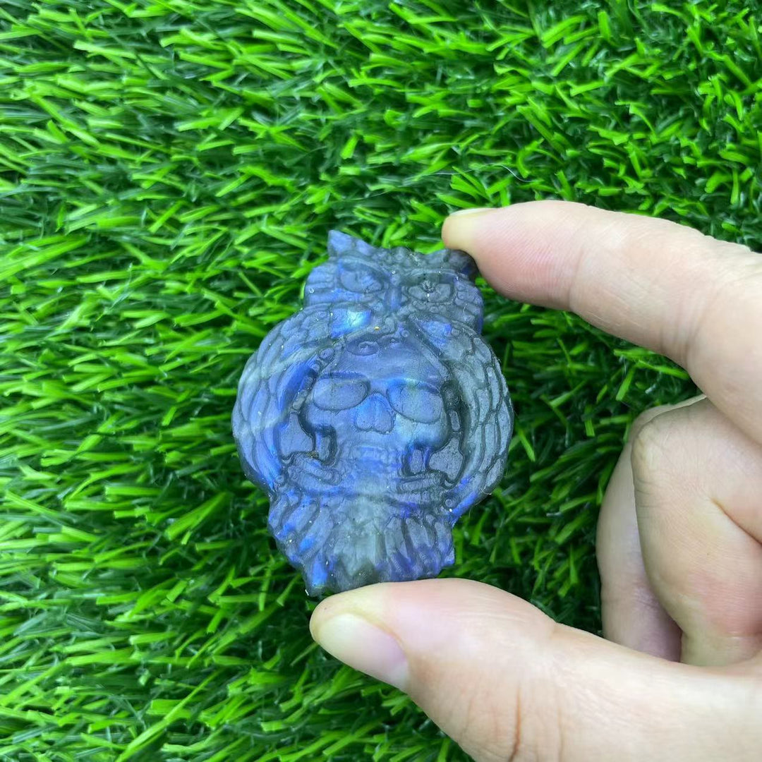 Decorazione per la casa in labradorite naturale Olivenorma con drago volante