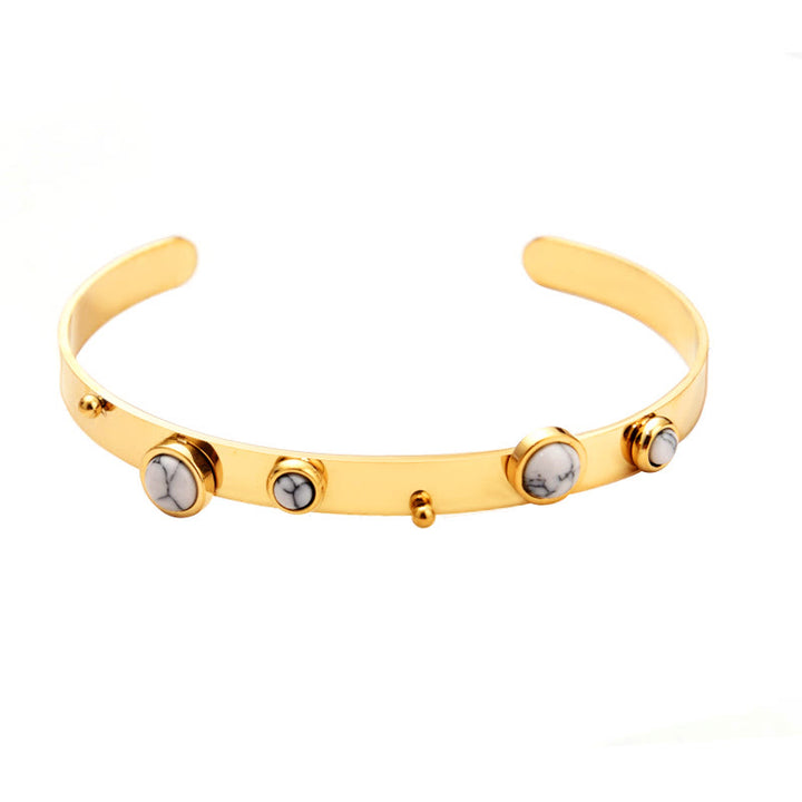 Olivenorma Bracciale aperto in pietra naturale in stile etnico bohémien 