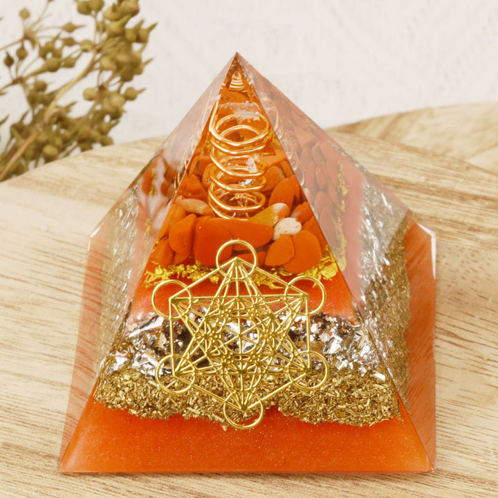 Olivenorma Metatron's Cube Pilastro di Cristallo Trasparente Piramide Orgonica 