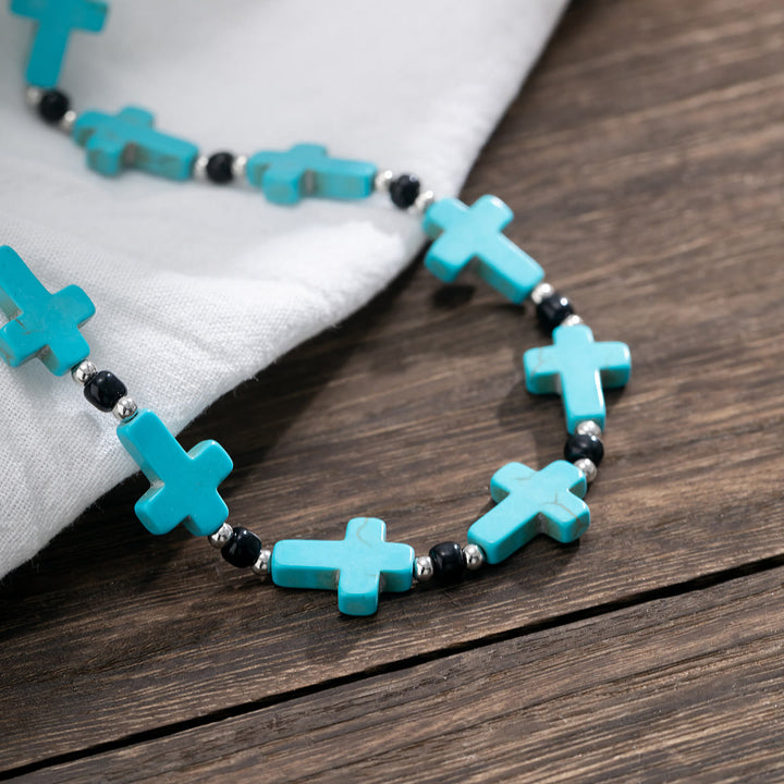 Collana con filo incrociato turchese Olivenorma