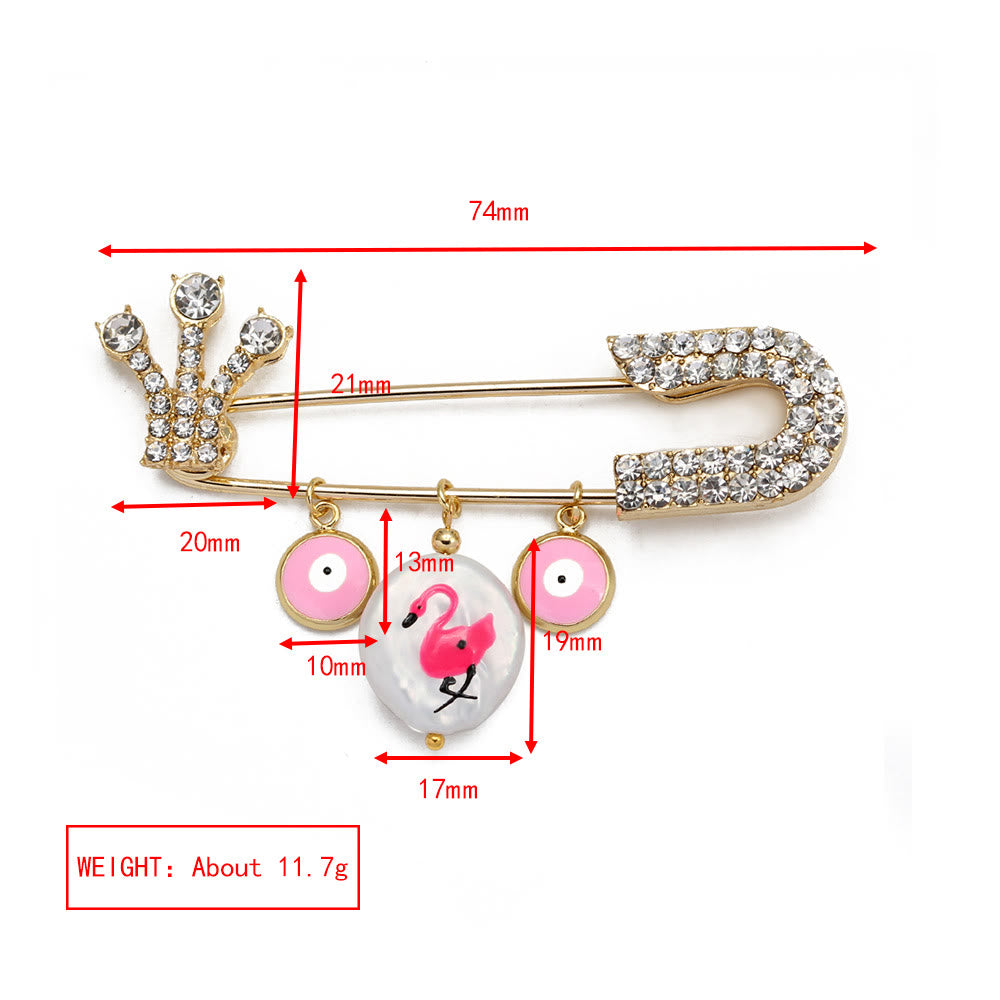 Spilla a forma di cuore con occhio maligno in zircone bianco Olivenorma 