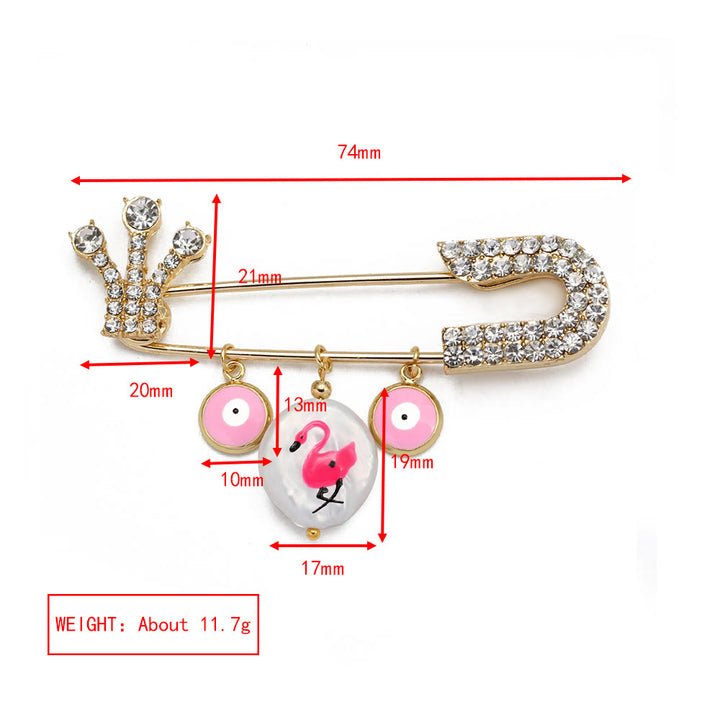 Spilla a forma di cuore con occhio maligno in zircone bianco Olivenorma 