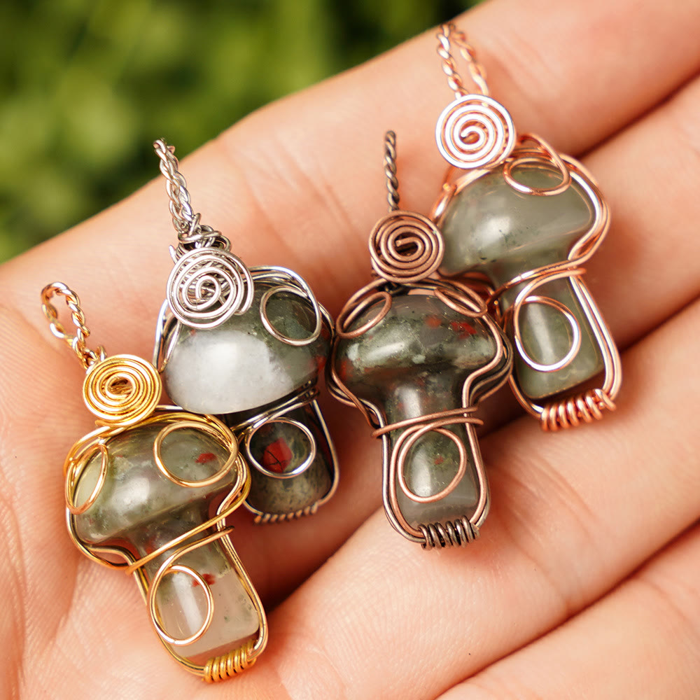 Collana con fungo in pietra curativa naturale Olivenorma