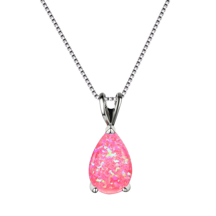Collana semplice con ciondolo a goccia in sintetico opale Olivenorma 
