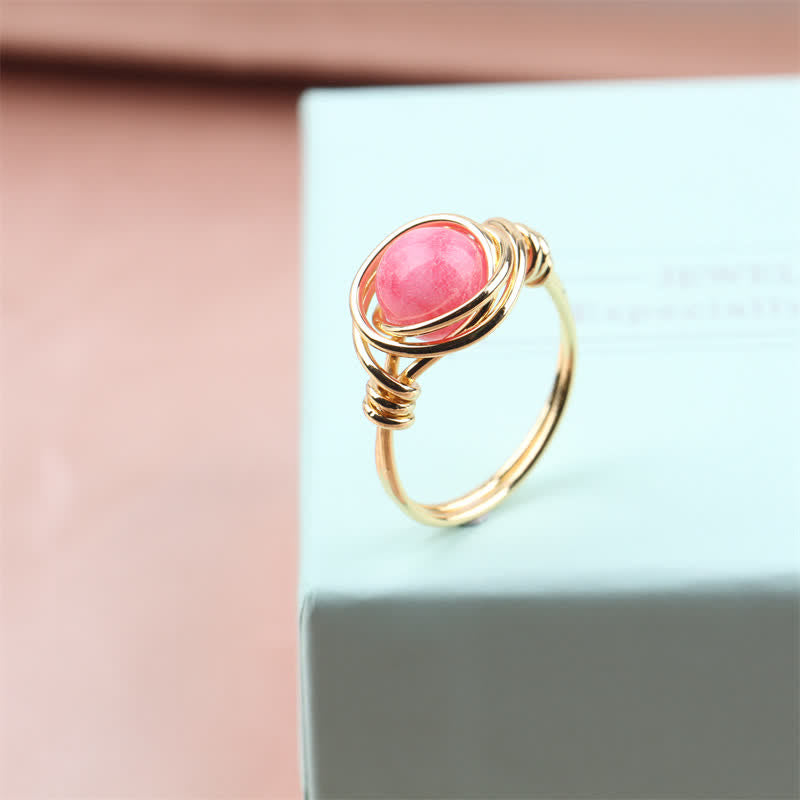 Anello di cristallo curativo avvolto in filo
